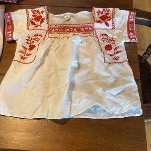 Madewell vintage embroidered red blouse